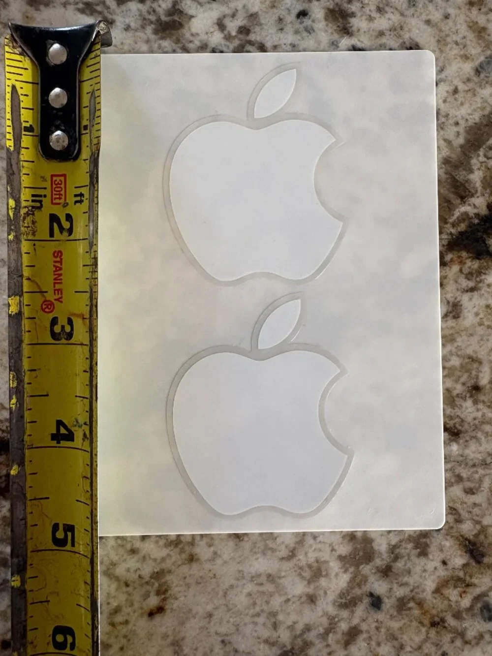 2 Apple Logo Stickers Decals - Color White